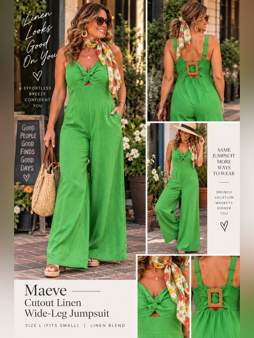 Maeve Cutout Linen Wide-Leg Jumpsuit - Picture 2 of 6